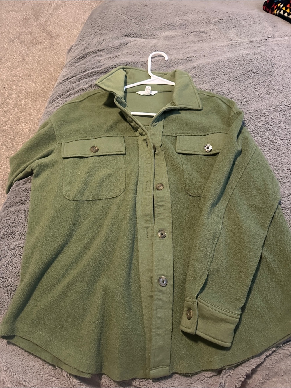 Time and Tru Olive Green Cozy Fleece Shirt Jacket